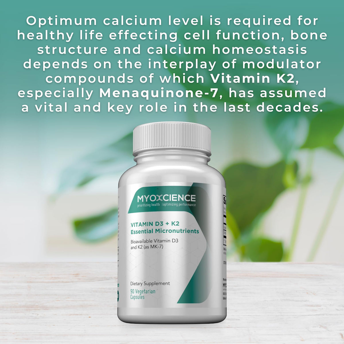 MYOXCIENCE Vitamin D3 + K2 Essential Micronutrients | Vitamin D3 5,000 IU | Vitamin K2 as MK-7 90 mcg (90 Vegetarian Capsules) MYOXCIENCE buy supplements Au