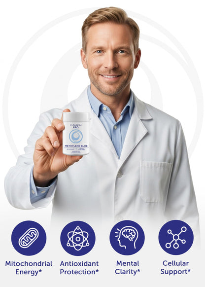 Lunakai PRO USA Made Methylene Blue Capsules Pharmaceutical Grade with Vitamin C, B6, B12 – 3rd-Party Tested Daily Brain & Focus Support Supplement for Humans, 60ct Lunakai buy supplements Au
