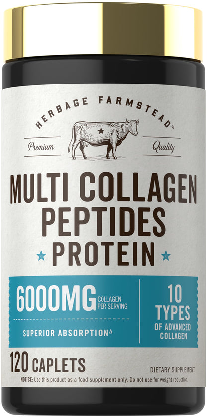 Carlyle Multi Collagen Peptides 6000mg | 120 Caplets | 10 Types of Advanced Collagen with Protein | Non-GMO, Gluten Free Supplement | by Herbage Farmstead Carlyle buy supplements Au