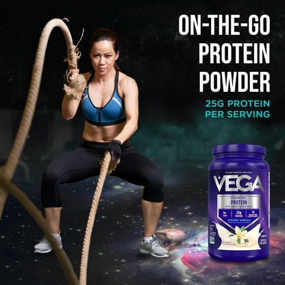 Vega Essential Protein – 25g Plant Based Protein Powder, Creamy Vanilla, Vegan for a Dairy-Free Vanilla Shake – Large Tub, 32.5oz (20 Servings)