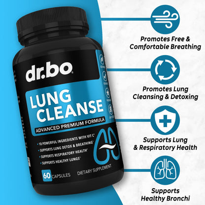 Lung Cleanse Support Supplement - Respiratory Supplements to Quit & Stop Smoking Aids - Herbal Detox for Lungs & Bronchial Health - Smokers Cleanser Breathe Aid for Mucus Clear Relief - 60 Capsules DR. BO buy supplements Au