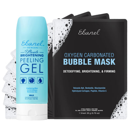 Ebanel Bundle of 10 Pack Bubble Clay Masks, and Exfoliating Face Scrub Peeling Gel Mild 4.12 Oz