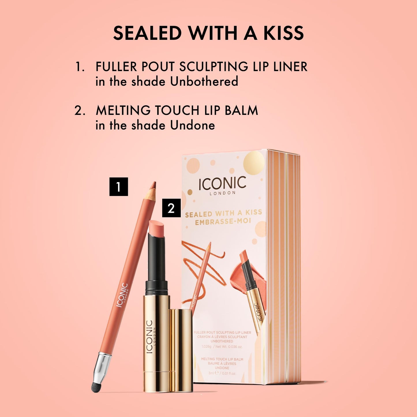 ICONIC LONDON Sealed with a Kiss Gift Set | Includes Melting Touch Lip Balm (Undone) and Fuller Pout Sculpting ICONIC LONDON buy supplements Au