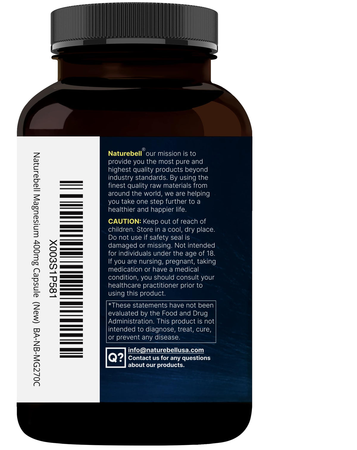NatureBell Magnesium Glycinate 400mg Elemental, 270 Capsules | 100% Chelated for High Absorption | Supports Muscle, Bone & Heart Health | Non-GMO, Gluten-Free, Vegan NatureBellBuy Supplements Australia