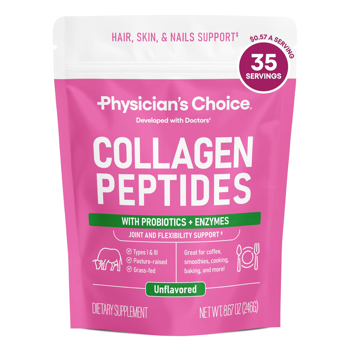 Physician's CHOICE Collagen Peptides - Hydrolyzed Protein Powder for Hair, Skin, Joints - Grass Fed, Non-GMO Physician's CHOICE buy supplements Au