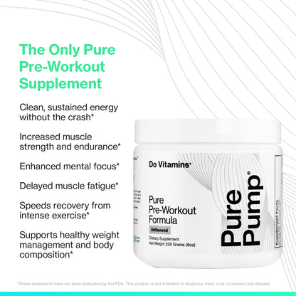 Do Vitamins PurePump Clean Pre Workout Powder for Men & Women - Preworkout with Creatine BCAA - Clean Energy Pre-Workout - All Actives. Zero fillers.