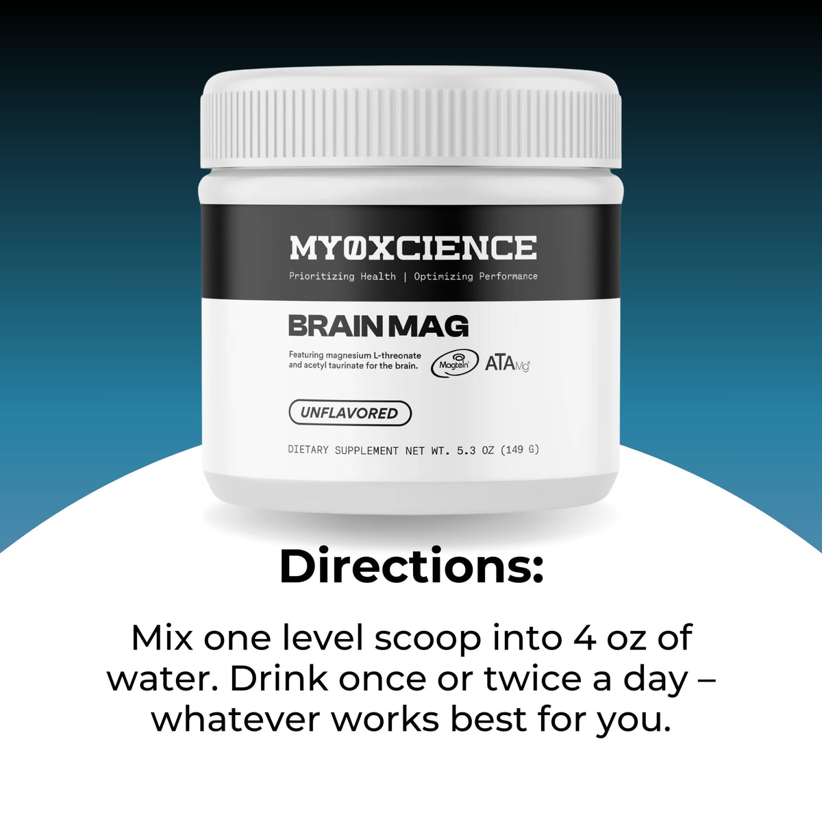 MYOXCIENCE Brain Mag | Magnesium L-Threonate Magtein & Magnesium Glycinate Powder (Unflavored) (60 Servings) MYOXCIENCE buy supplements Au