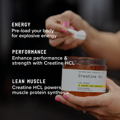 BEYOND RAW Creatine HCl Powder, Science Backed, Lab Grade, Creatine for Women & Men, Muscle Strength, Energy Production, Athletic Performance, Cognitive Support,