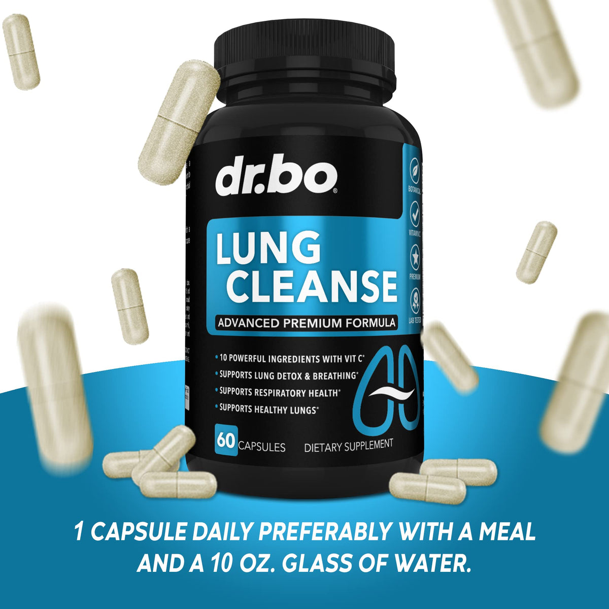 Lung Cleanse Support Supplement - Respiratory Supplements to Quit & Stop Smoking Aids - Herbal Detox for Lungs & Bronchial Health - Smokers Cleanser Breathe Aid for Mucus Clear Relief - 60 Capsules DR. BO buy supplements Au