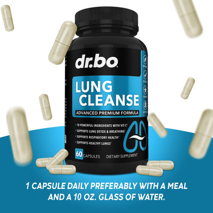 Lung Cleanse Support Supplement - Respiratory Supplements to Quit & Stop Smoking Aids - Herbal Detox for Lungs & Bronchial Health - Smokers Cleanser Breathe Aid for Mucus Clear Relief - 60 Capsules DR. BO buy supplements Au