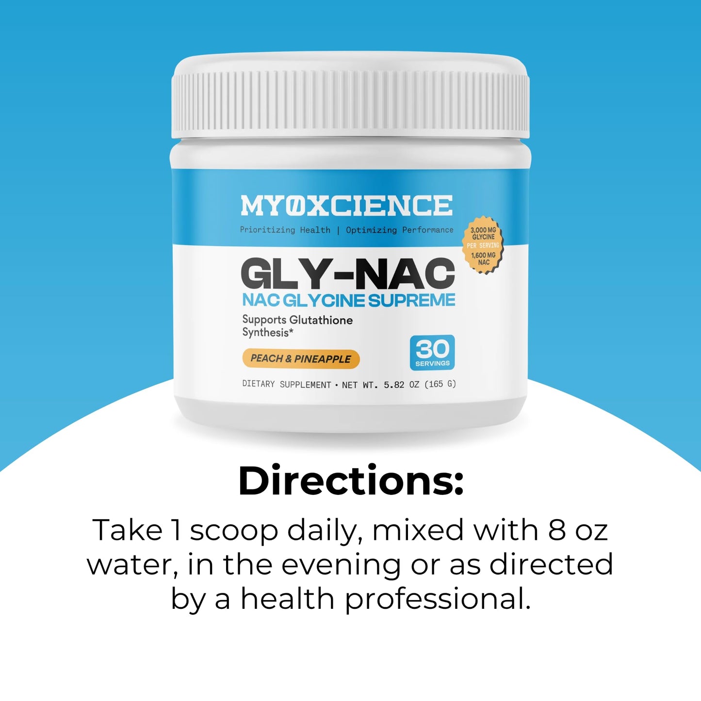 MYOXCIENCE NAC Glycine Supreme | N-Acetyl-L-Cysteine, Glycine, and Taurine Combination (Natural Peach and Pineapple Flavor) (30 Servings) MYOXCIENCE buy supplements Au