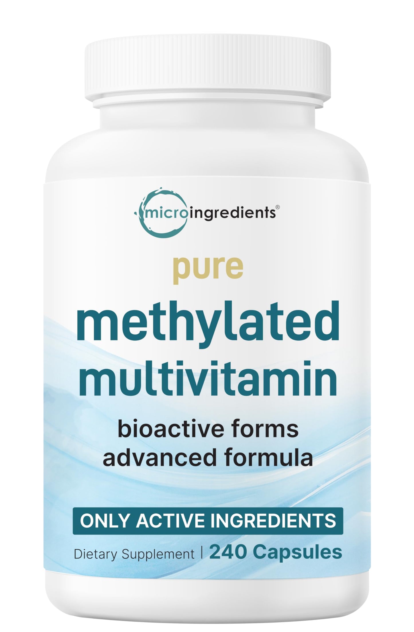 Micro Ingredients Pure Methylated Multivitamin, 240 Capsules | 19-in-1 Formula with Vitamins C, D, B12, Folate, Magnesium