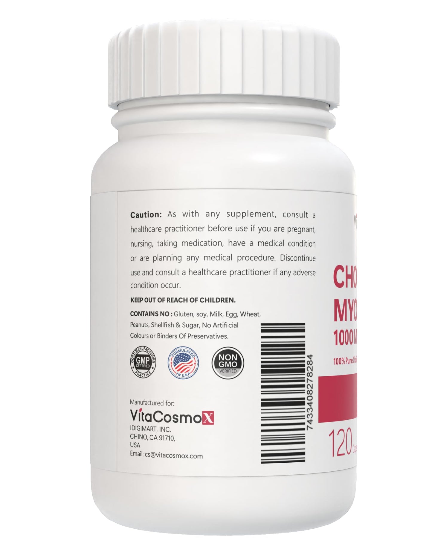 VitaCosmoX Choline and Myo-Inositol Supplement, 1000 mg Each, 120 Veggie Capsules 100% Vegetarian, Non-GMO & Gluten Free VitaCosmoX buy supplements Au