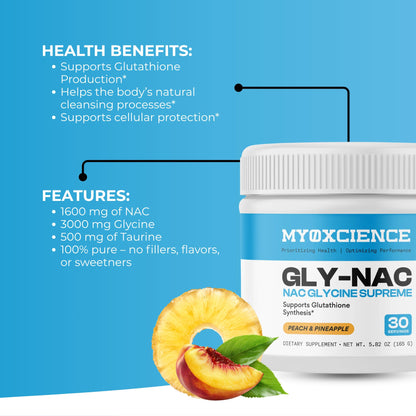 MYOXCIENCE NAC Glycine Supreme | N-Acetyl-L-Cysteine, Glycine, and Taurine Combination (Natural Peach and Pineapple Flavor) (30 Servings) MYOXCIENCE buy supplements Au