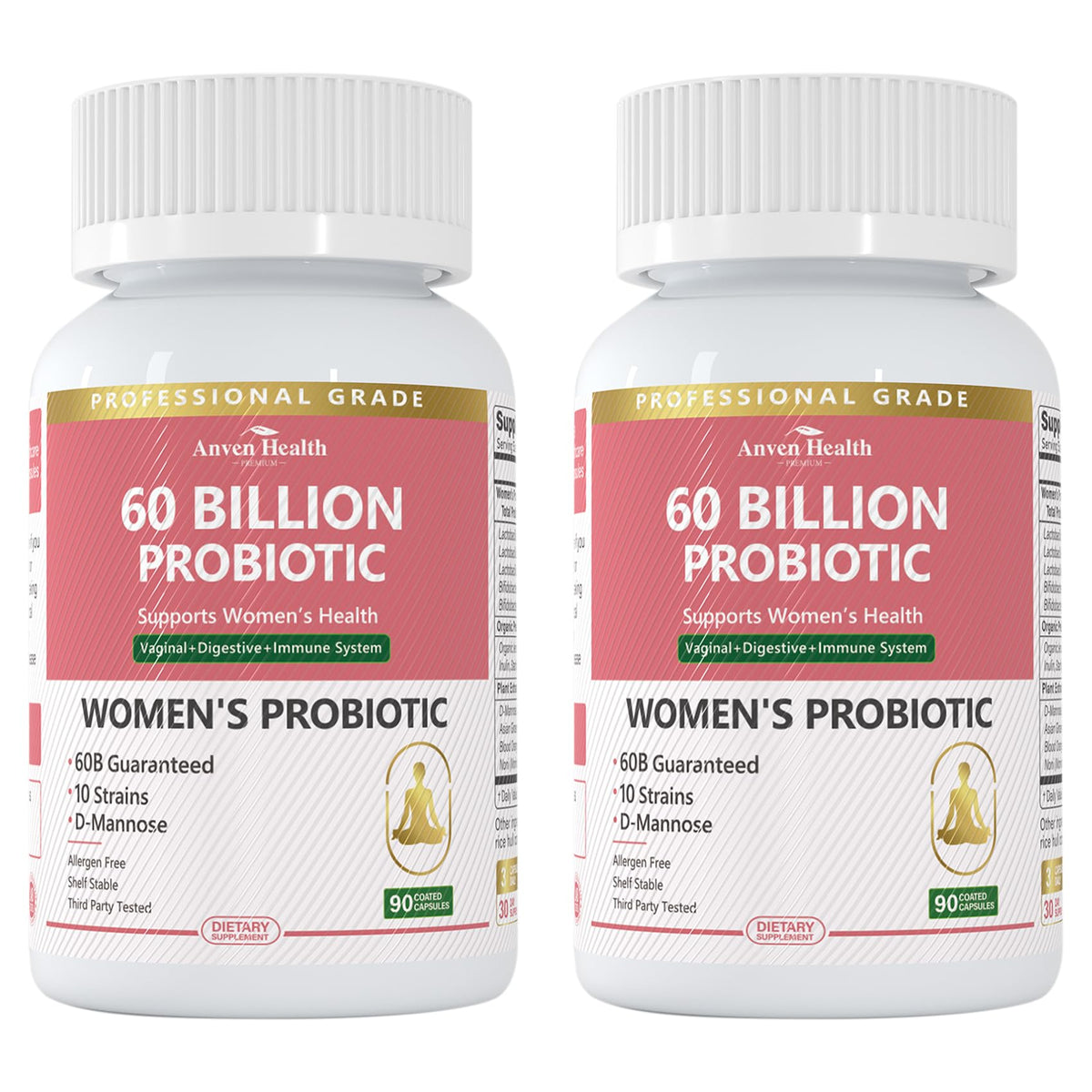 Anven Health Probiotics and Prebiotics for Women pH Balance & Digestion - 60 Billion Vaginal Probiotic with Cranberry & D-Mannose for Gut, Urinary, Immune Health,