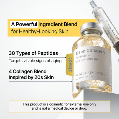 SUNGBOON EDITOR Glow Intensive Silk Peptide Ampoule, Copper Peptides Serum for Face with Collagen & Multi Peptides