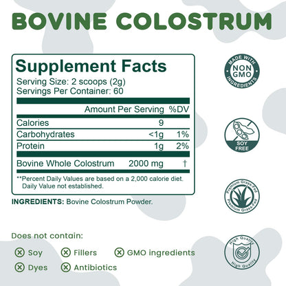 MICYDELAS Bovine Colostrum Supplement Powder 50% IgG Premium Bovine Colostrum for Gut Health Support, Immune Support, Muscle Recovery & Overall Wellness, Grass Fed, Non-GMO, Unflavored, 60 Servings MICYDELAS buy supplements Au