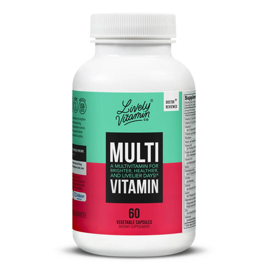LIVELY VITAMIN CO. Multivitamin - 37 Vitamins Minerals and Extracts - Energy - Memory - Immune Function - Heart- Brain - Focus - Mood - Antioxidants - Dairy Gluten Soy Free - 60 Vegetarian Capsules LIVELY VITAMIN CO