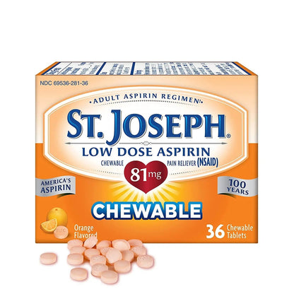 St. Joseph Orange Chewable 81mg Aspirin, 36 Tablets (Pack of 3) St. JosephBuy Supplements Australia