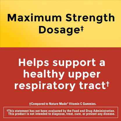 Nature Made Maximum Strength Dosage Vitamin C 1000mg per Serving, Immune Support Vitamin C Gummies for Adults, 80 Gummies, 20 Day Supply