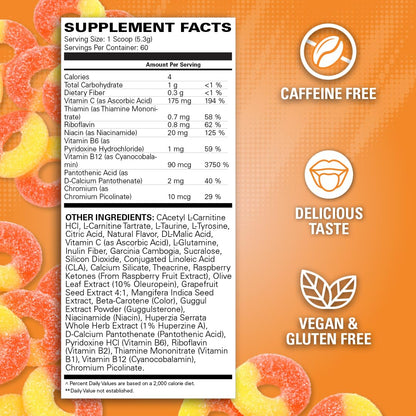 EHP Labs OxyShred Non Stimulant Pre Workout Powder - Stim Free Pre Workout, Caffeine Free Preworkout for Men & Women with L Glutamine & Acetyl L Carnitine - Peach, 60 Servings