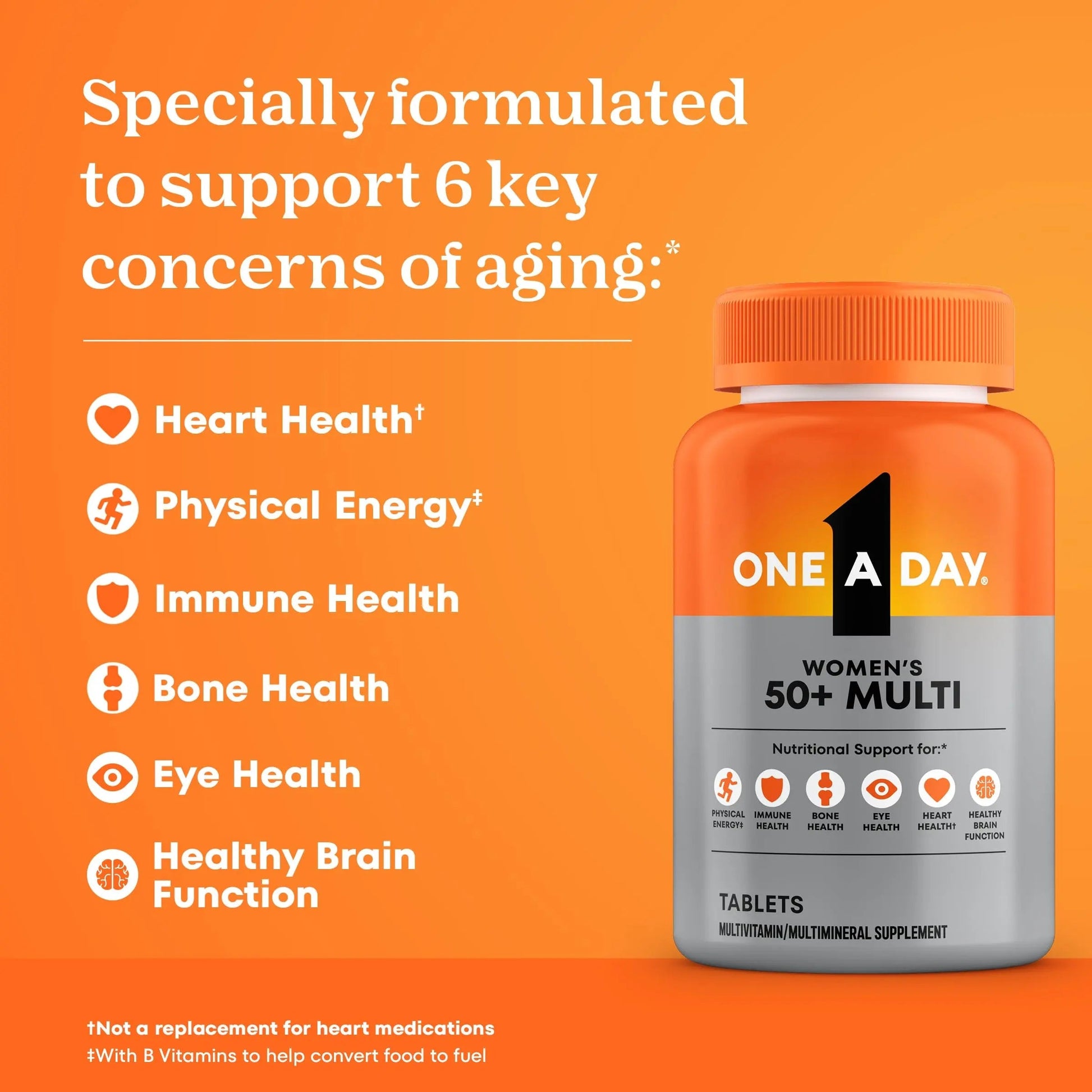 One A Day Multivitamin for Women 50 and Over Tablets, Womens Multivitamin 50 plus with Vitamins D, C, E, Zinc & Biotin, Daily Vitamins for Woman 50+, 65 Ct ONE A DAY