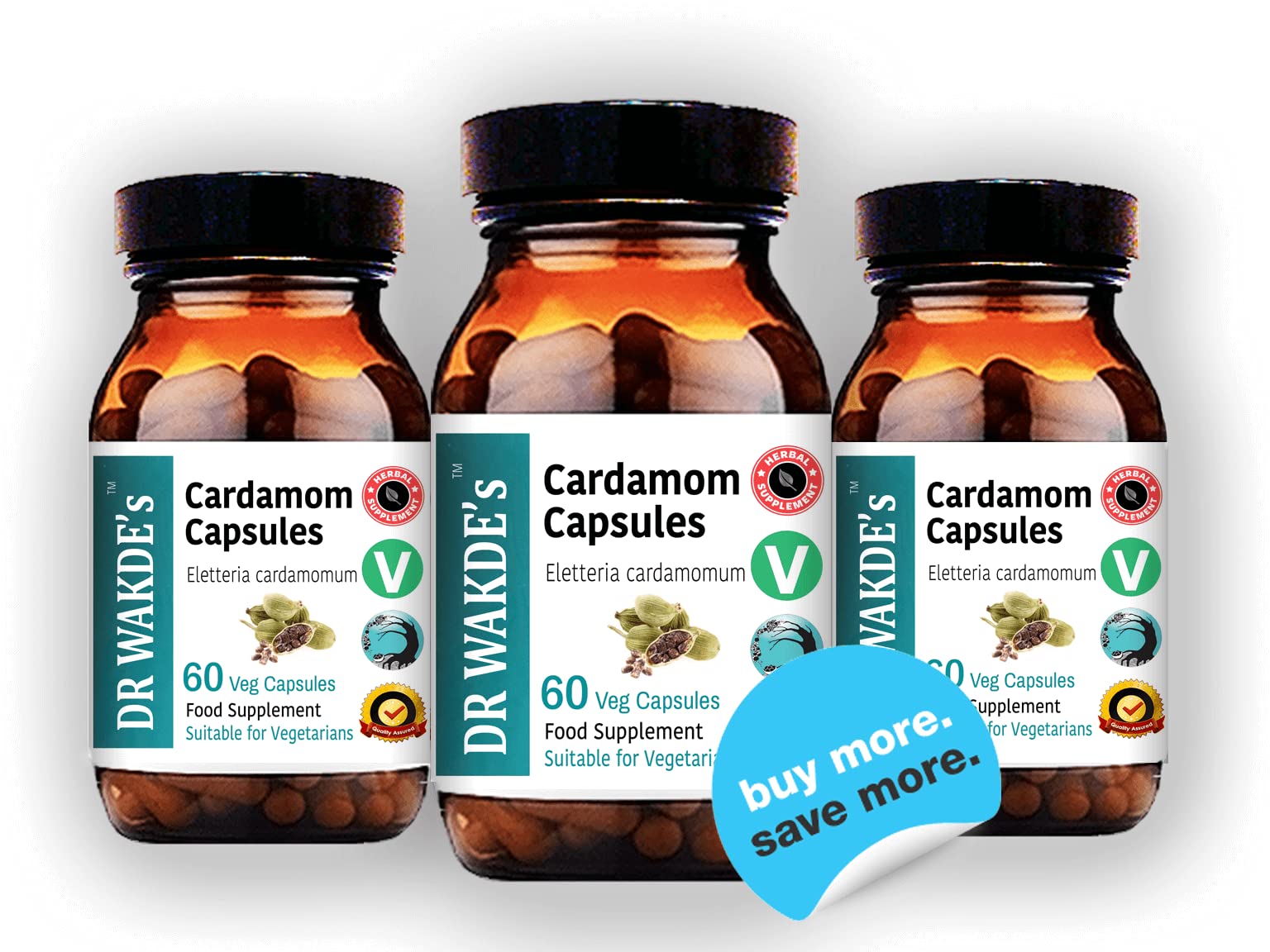 DR WAKDE'S Cardamom Capsules (60 Veg Caps, Plant-Based Supplement, Ayurvedic Herb, All Natural, Vegan) DR WAKDE's buy supplements Au