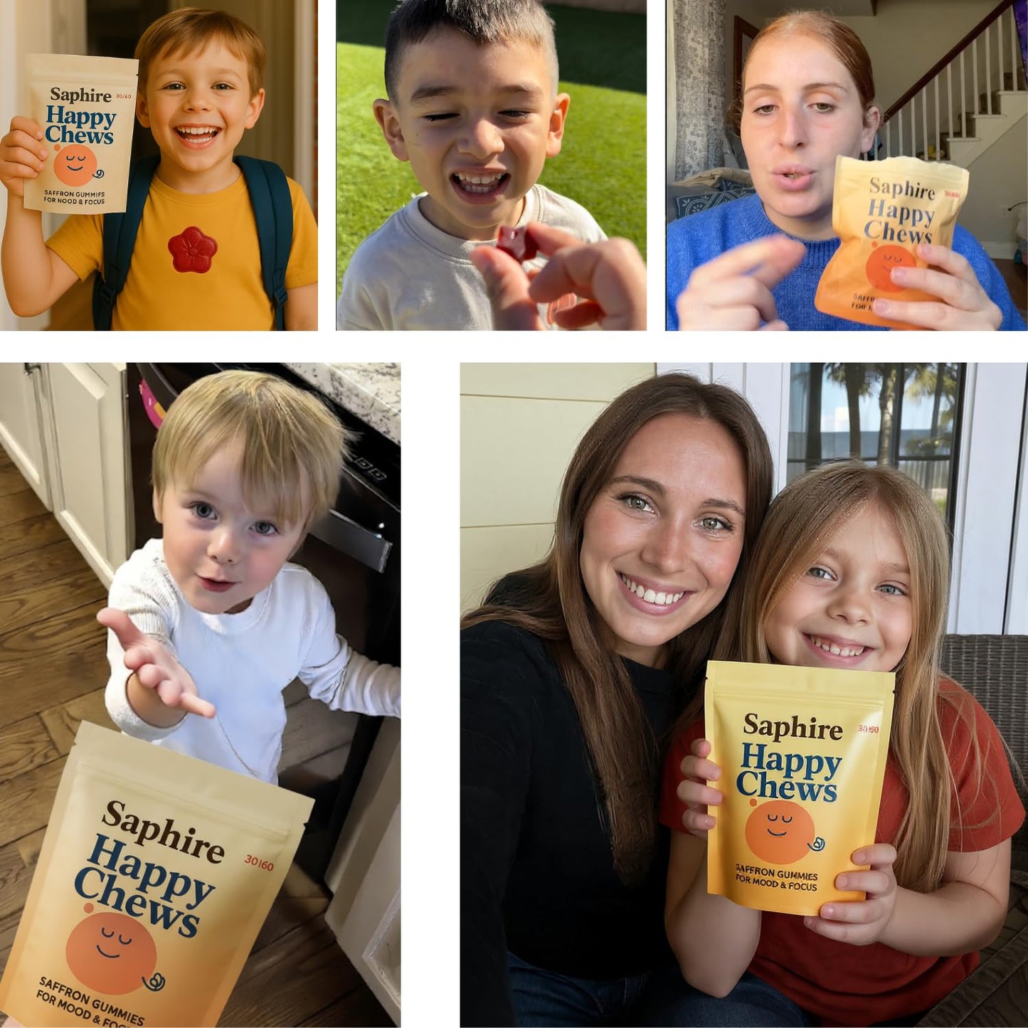 SAPHIRE HAPPY CHEWS Saffron Gummies for Kids | Supports Mood, Calm & Focus | Saffron Extract, Passionflower, St. John’s Wort & GABA