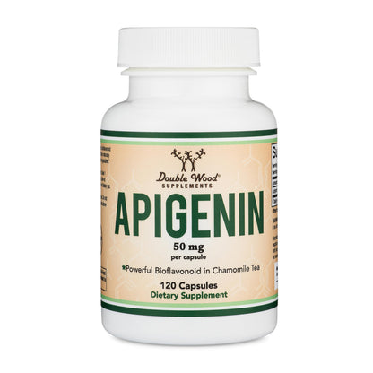 Apigenin Supplement - 50mg per Capsule, 120 Count (Powerful Bioflavonoid Found in Chamomile Tea for Relaxation, Sleep, and Mood) Senolytic