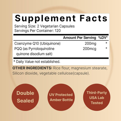 NatureBell CoQ10 200mg with PQQ, 240 Veggie Capsules | Stable High Absorption Form – Antioxidant Support for Heart, & Energy Health
