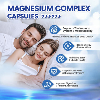 1000mg Magnesium Complex Capsules, 8-in-1 Magnesium Glycinate, Citrate, Malate, Taurate, Oxide, Carbonate, Aspartate, Orotate - 240 Capsules VivoNu buy supplements Au