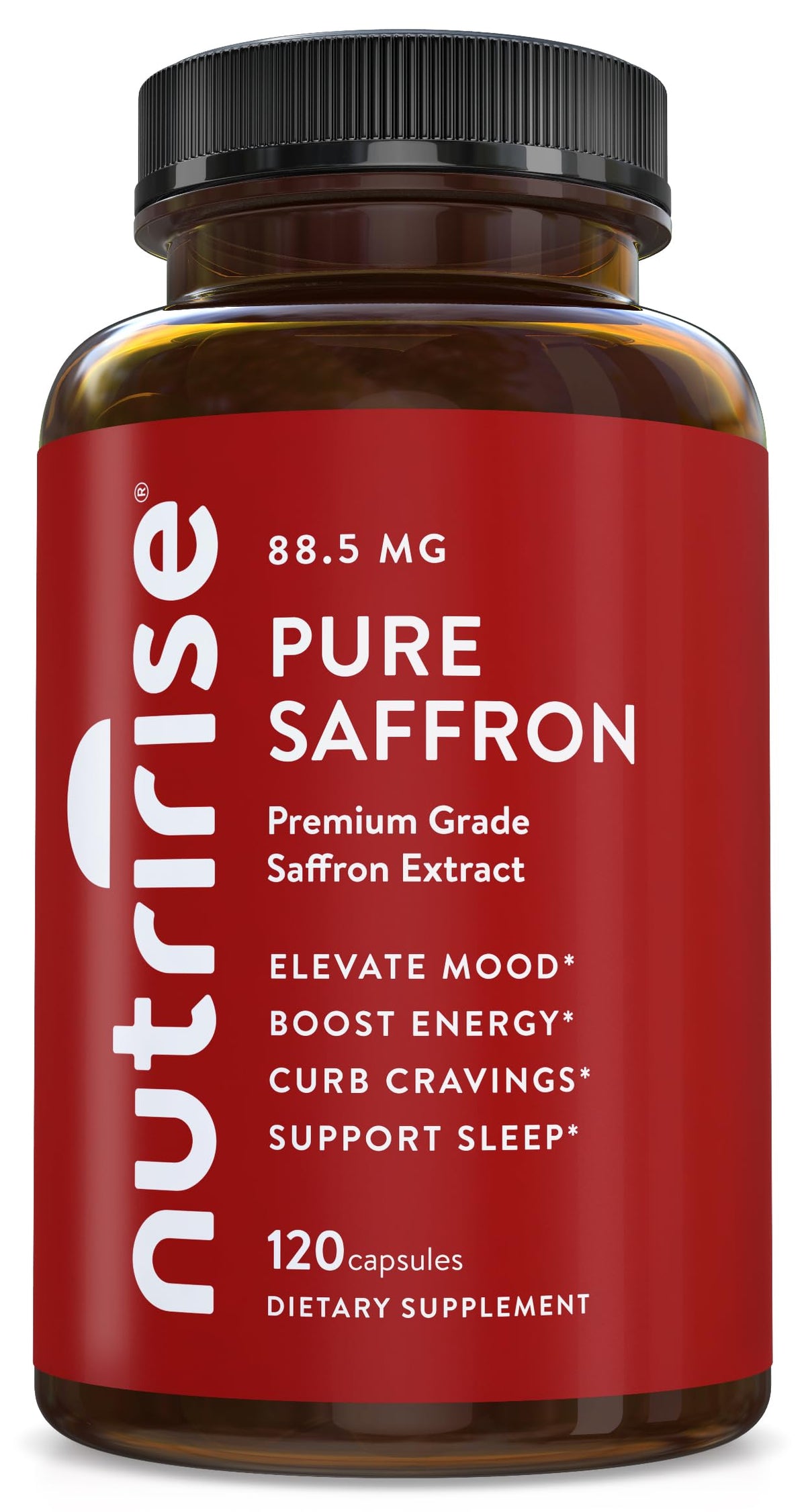 NutriRise Saffron Supplements 120 Capsules, 88.5mg Pure Extract - 4 Month Supply for Mood, Energy, Sleep, Stress & Cortisol Support - Non-GMO