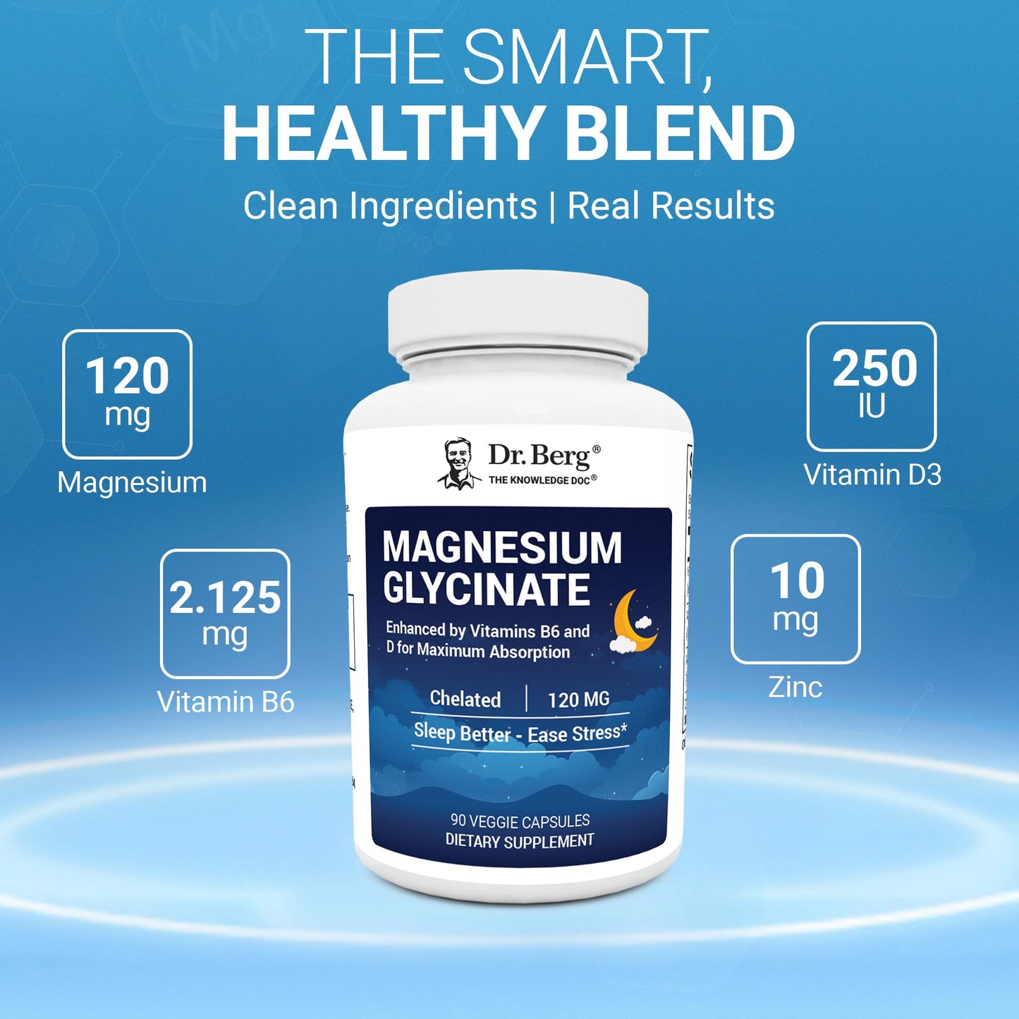 Dr. Berg Magnesium Glycinate 90ct – 4-in-1 Chelated for Muscle, Nerve, Sleep & Stress Support*– w/ D3, B6 & Zinc – 4X Lab-Tested – No Fillers – Formulated in USA, GMP-Certified Dr. Berg NutritionalsBuy Supplements Australia