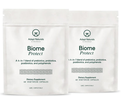Adapt Naturals 4-in-1 Biome Protect Prebiotics, Probiotics Supplement Postbiotics & Polyphenols for Microbiome, Gut Health & Defense