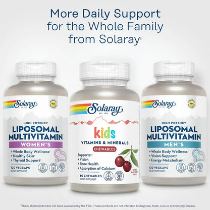 SOLARAY Childrens Vitamins & Minerals Complete Multivitamin for Kids Great Black Cherry Flavor SOLARAY