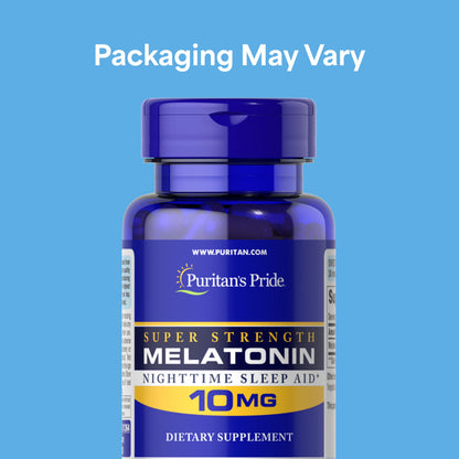 Puritan's Pride Premium Super Strength Melatonin 10mg Sleep Aid, Dietary Supplement for Sound, Restful, & Longer Sleep Support, 4 Month Supply,