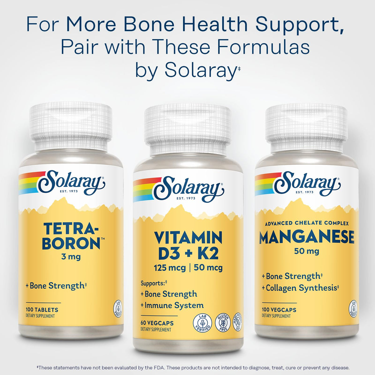 SOLARAY Vitamin D3 K2, K2 D3 Vitamin Supplement for Calcium Absorption, Bone Strength, Cardiovascular & Immune Function Support, Made Without Soy, 60-Day Guarantee, 60 Servings, 60 VegCaps SOLARAY buy supplements Au