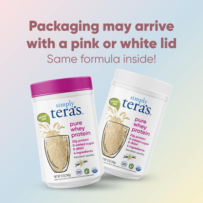 simply tera's Pure Whey Protein Powder - Grass Fed Vanilla Whey Protein Powder, Clean, Made Without Artificial Sweeteners, Non-GMO, Kosher, rBGH-Free, Soy-Free - 24 Oz