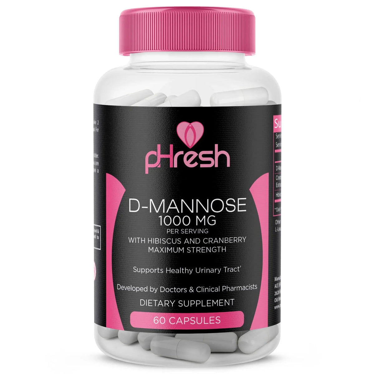 ACE NUTRITION pHresh D-Mannose with Cranberry Capsules for Women and Men, Maximum Strength 1000 mg Per Serving - Supports: Urinary Tract Health - Made in The USA ACE NUTRITIONBuy Supplements Australia