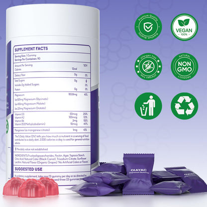 Magnesium Complex Gummies, Individually Packaged Magnesium Supplement, Magnesium Chelate, Bisglycinate, Malate, Citrate, Taurate Chewable for Women & Men,Sleep&Muscle&Nerve Health, Vegan 90 Counts DIAYAC buy supplements Au