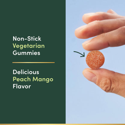 Nature’s Bounty High Absorption Magnesium Glycinate Gummies, 100 mg Magnesium Per Serving, Whole Body Health, No Stick Gummy, Peach Mango Flavor