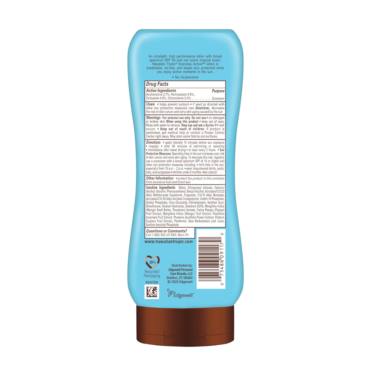 Hawaiian Tropic Everyday Active Sunscreen Lotion, SPF 50 Sunblock, 8 Fl Oz