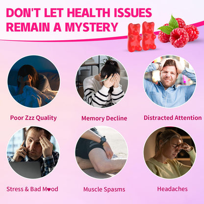 Pack of 2 Magnesium Complex Gummies 400mg, Magnesium Glycinate, Malate, Citrate, Taurate, Oxide & More | w/Ashwagandha Extract, D3 & B12 for Calm, Zzz, Relaxation, Raspberry Flavor, 120 Count YUULAI buy supplements Au