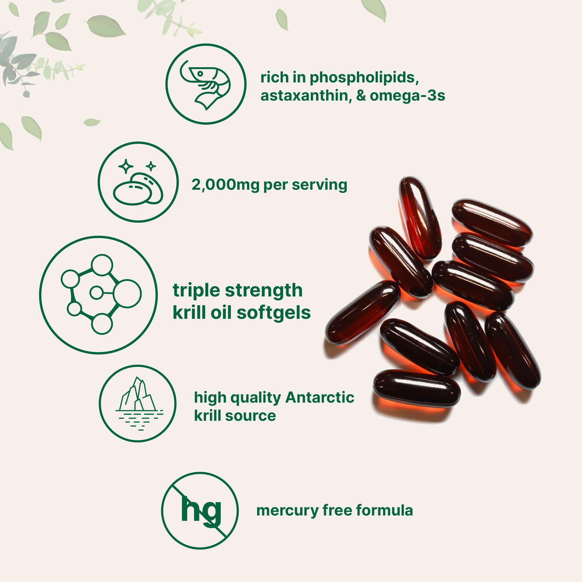 Micro Ingredients Antarctic Krill Oil Supplement, 2,000mg Per Serving, 240 Softgels, Triple Strength, Rich in Omega-3s EPA, DHA & Natural Astaxanthin