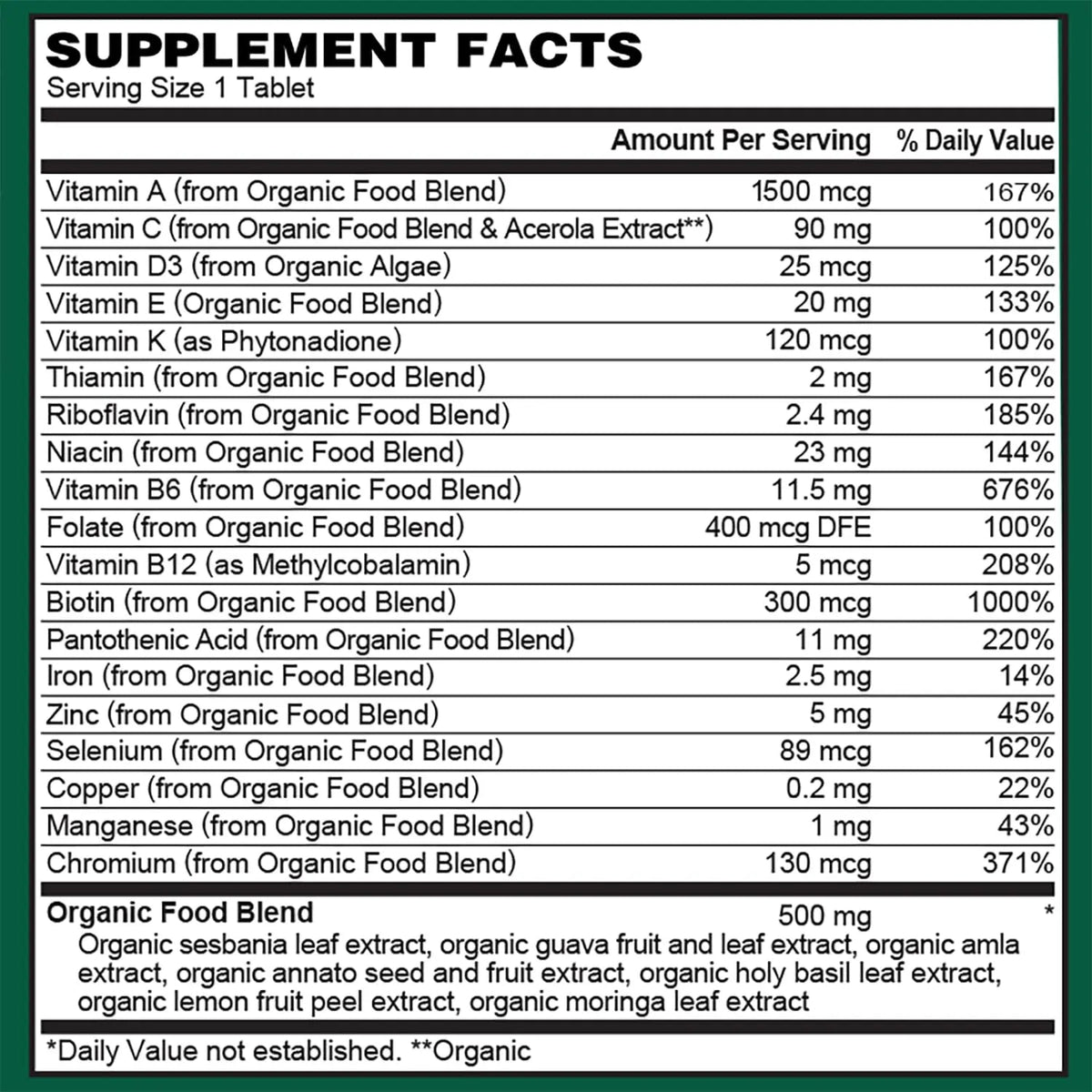 PlantFusion Organic Multivitamin for Women - One Daily Whole Food Blend Women's Multivitamin - Vegan PlantFusion