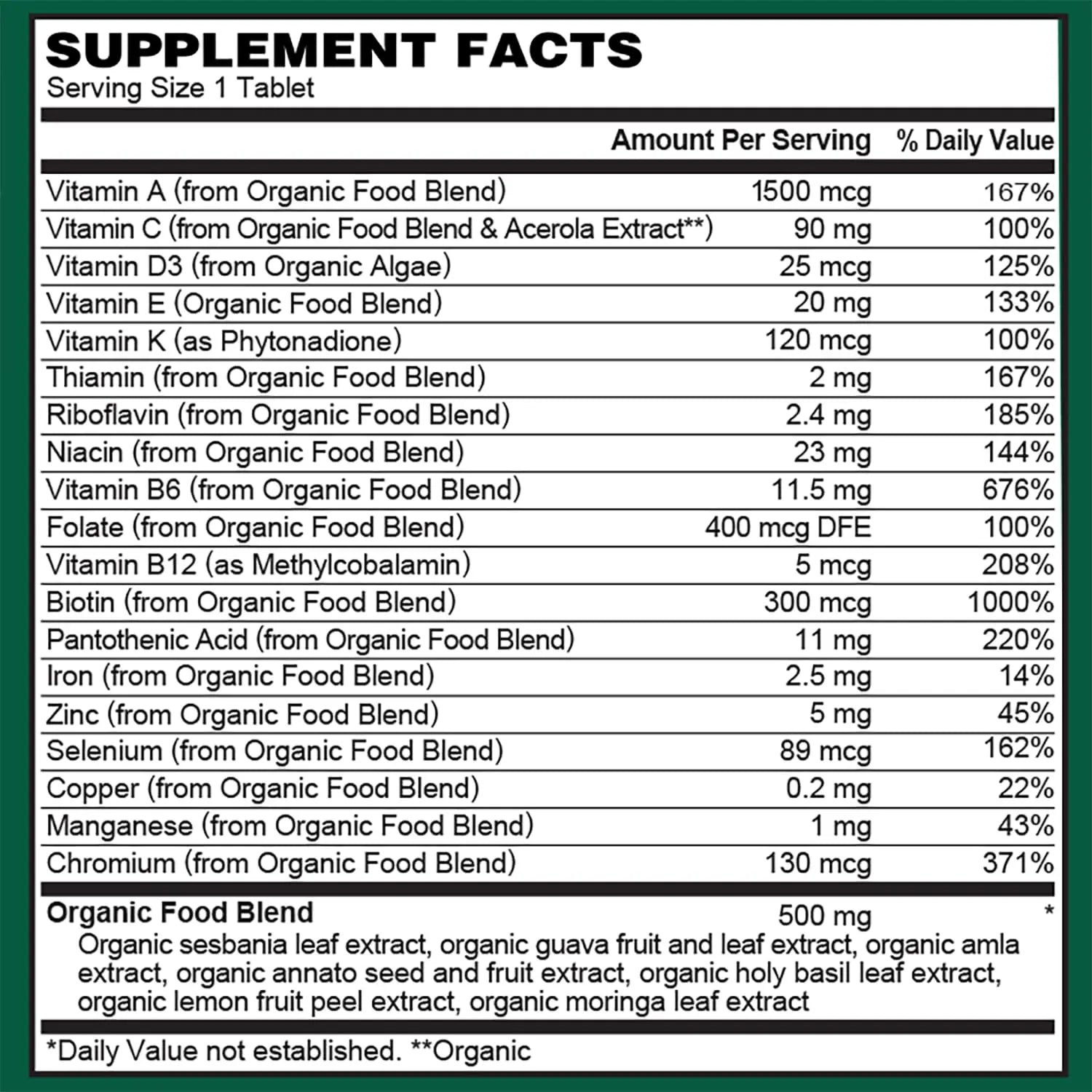 PlantFusion Organic Multivitamin for Women - One Daily Whole Food Blend Women's Multivitamin - Vegan PlantFusion