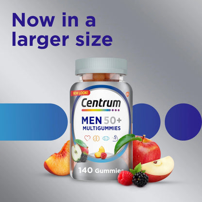 Centrum MultiGummies for Men 50 Plus, Multivitamin/Multimineral Supplement with Vitamins D3, E, B6, and B12 Centrum