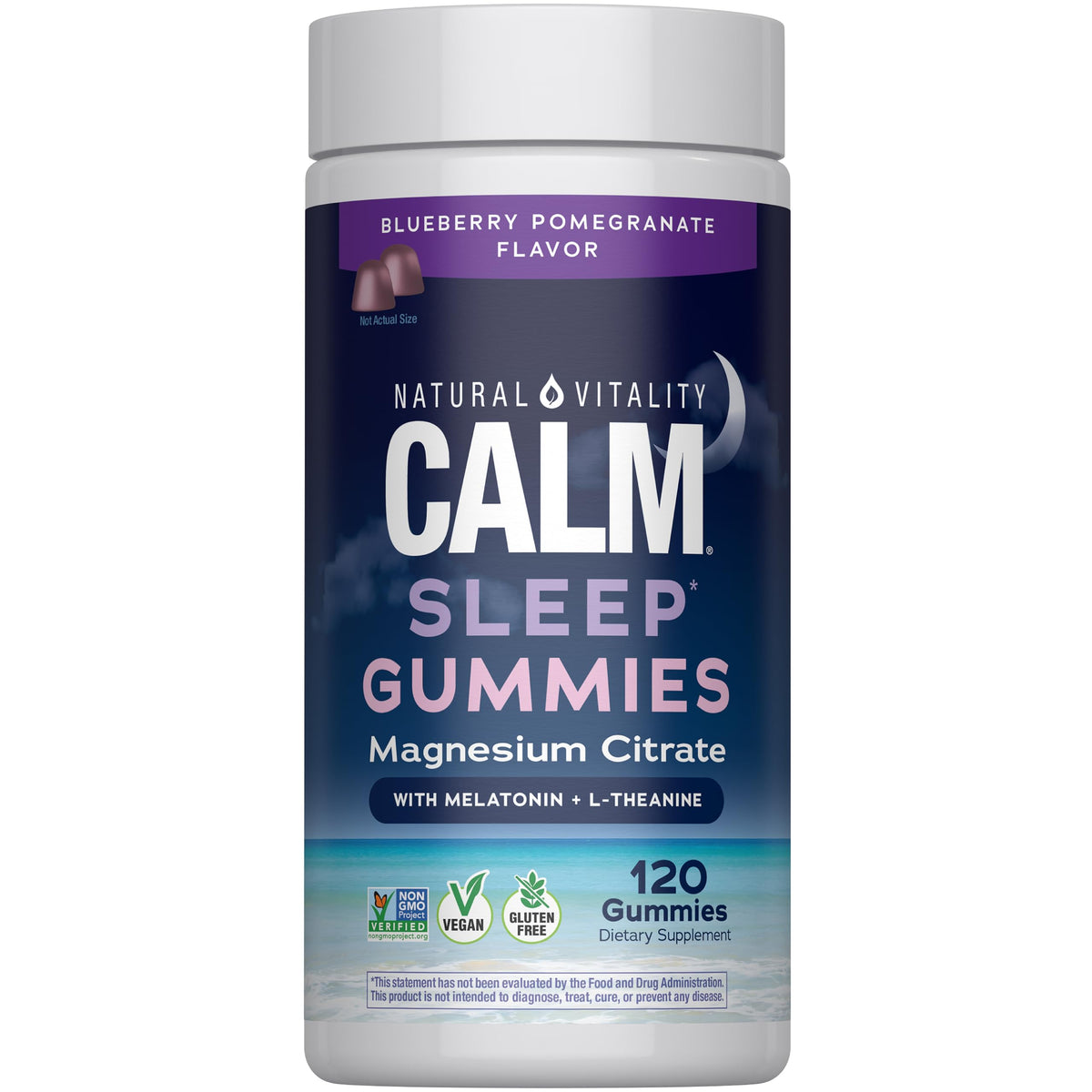 Natural Vitality SLEEP Gummies, Magnesium Supplement With Melatonin and L-Theanine, Vegan, Gluten Free, Helps the Body Ease Into Sleep