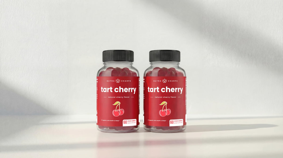NutraChamps Tart Cherry Gummies - Tart Cherry Extract with Celery Seed - 60 Vegan Gummies (2-Pack)