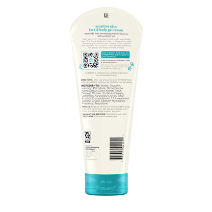 Aveeno Sensitive Skin Face & Body Gel Cream for Kids with Prebiotic Oat, Clinically Proven 24 Hour Hydration for Soft Skin
